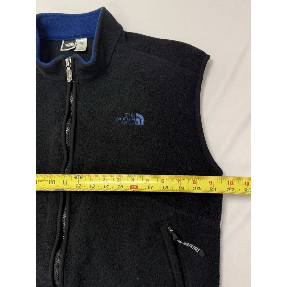 Vtg The North Face TNF Polartec Fleece Vest Full Zip Black‎ Mens L  Made in USA